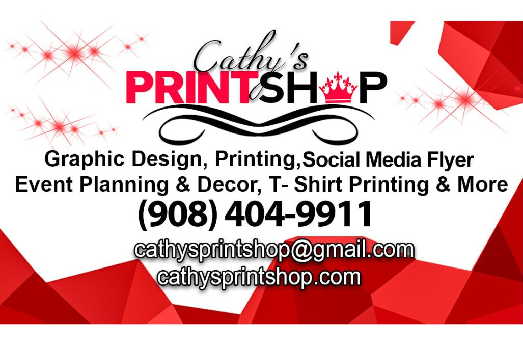 Stand out with a classic touch!
Promote your business with a Cathy’s Print Shop custom business card, designed to make a lasting impression.
Each card features your contact information and services offered, professionally printed with crisp detail and premium quality, helping your brand look sharp and unforgettable.