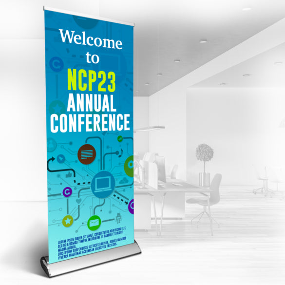 Deluxe Single-Sided Retractable Banner Stand - Size 33" x 80" - 10mil Polypropylene - Indoor