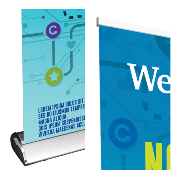 Deluxe Single-Sided Retractable Banner Stand - Size 33" x 80" - 10mil Polypropylene - Indoor