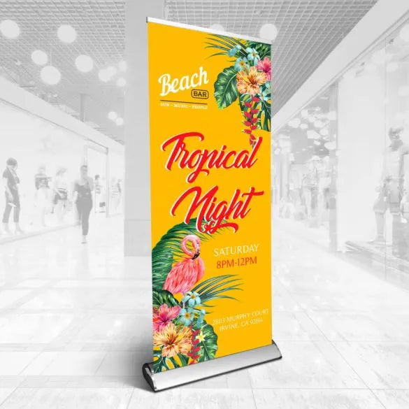 Deluxe Single-Sided Retractable Banner Stand - Size 33" x 80" - 10mil Polypropylene - Indoor